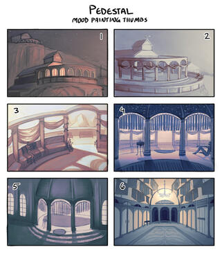 gestures at title PEDESTAL MOOD PAINTING THUMBS