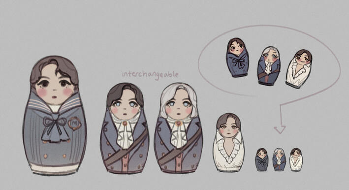 nesting sons in the not omegaverse way. i love those tiniest fucked up matryoshkas