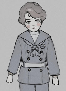 creepy carlo based on a 19th century german doll (porcelain, cloth)